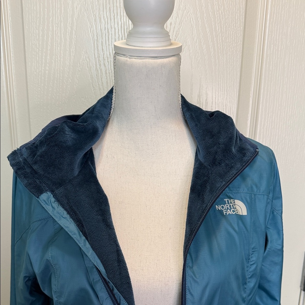 The North Face Teal & Navy Blue Hooded Fleece-Lined Windbreaker Jacket S Small - Picture 6 of 8